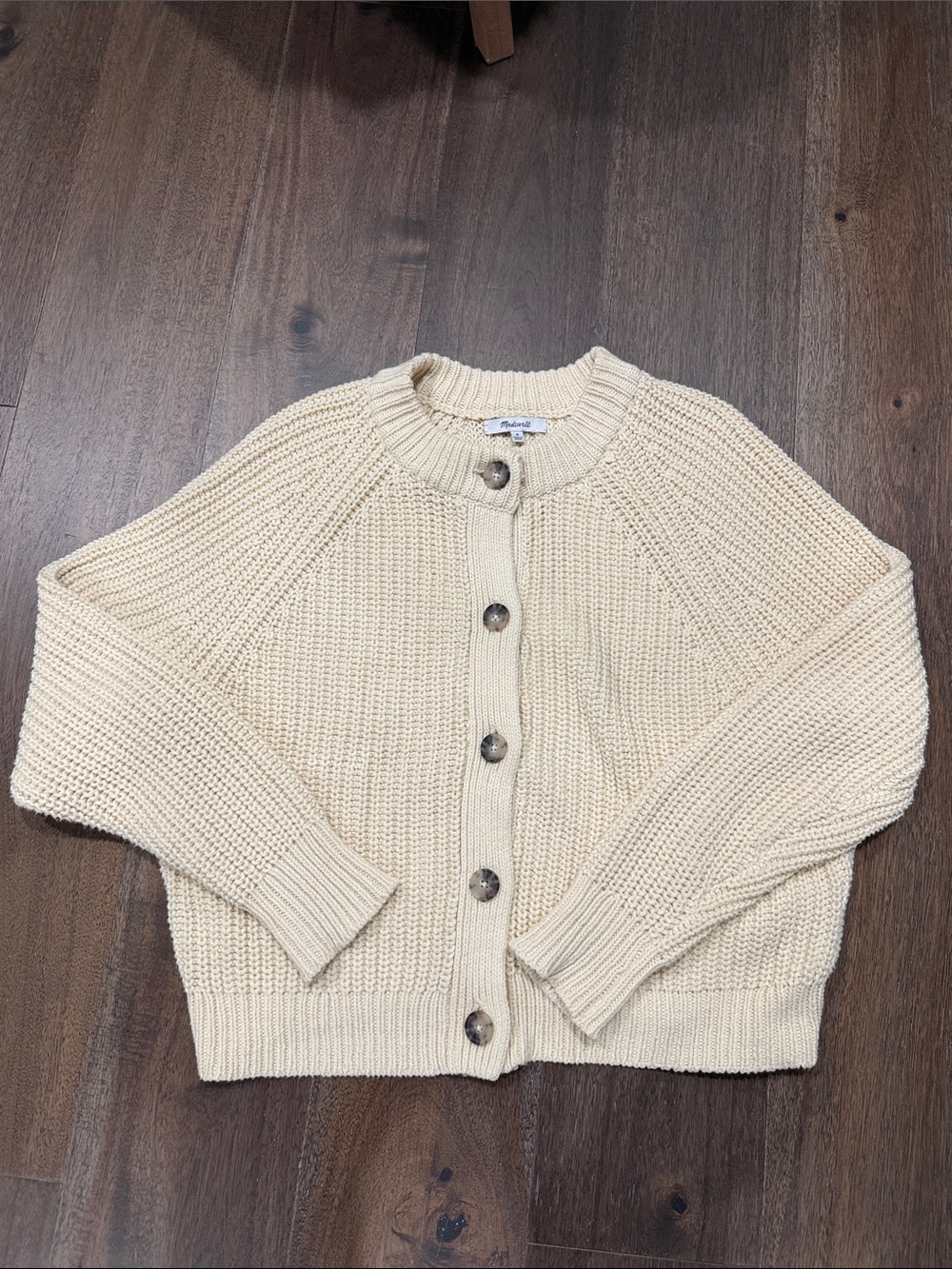 Madewell Cream Chunky Knit Button-Up Cardigan M